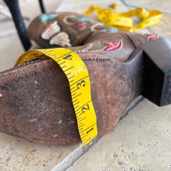 Corral vintage rare brown cowboy boots with butterfly and floral inlay 8M - Picture 3 of 12